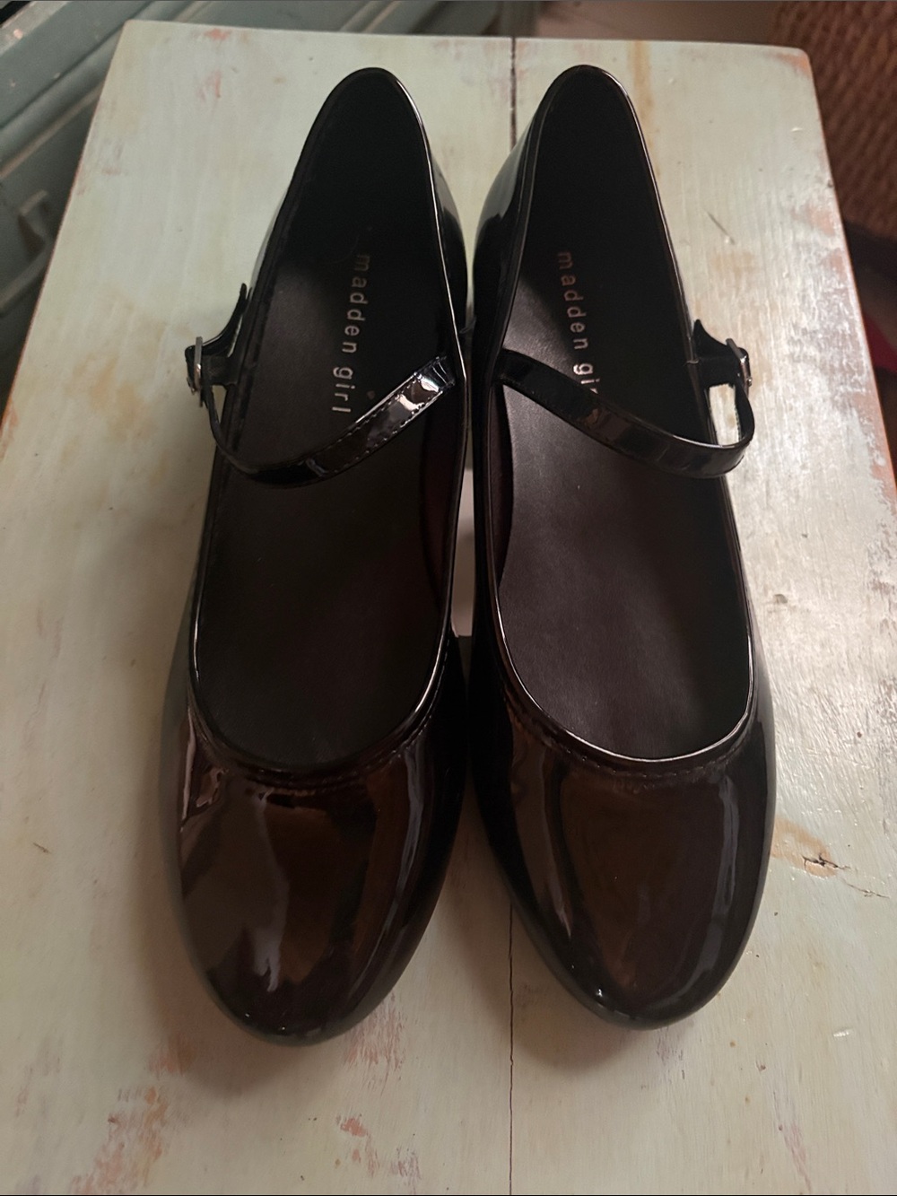 Madden Girl Black Patent Mary Jane Flats with Strap
